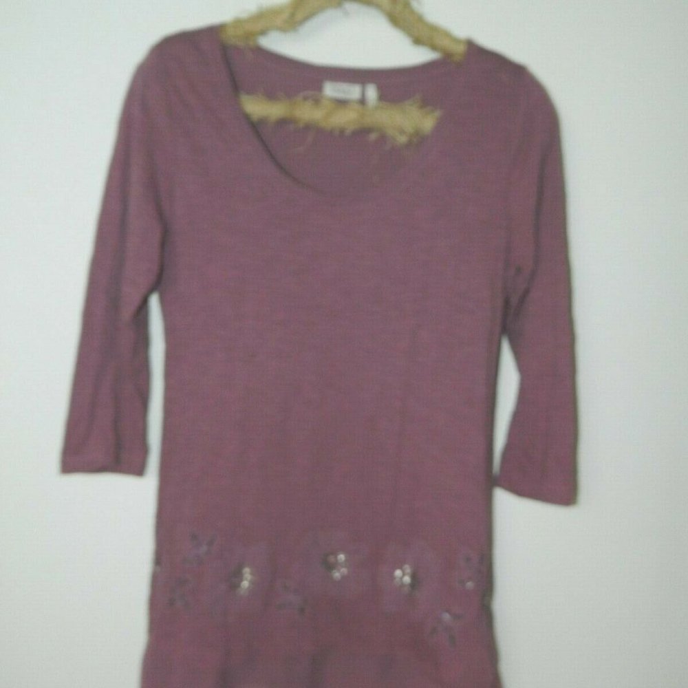 LOGO Lori Goldstein Shirt Purple Embroidery XS